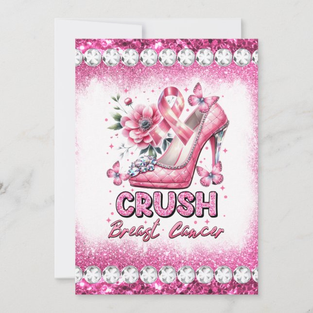 Crush breast cancer awareness month survivor pink invitation (Front)