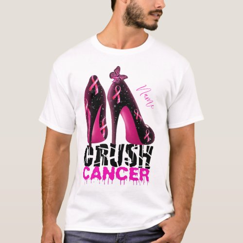 Crush Breast Cancer Awareness name customized T_Shirt