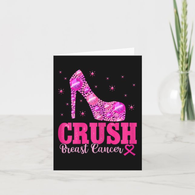 Crush Breast Cancer Awareness Pink Heels  Card (Front)