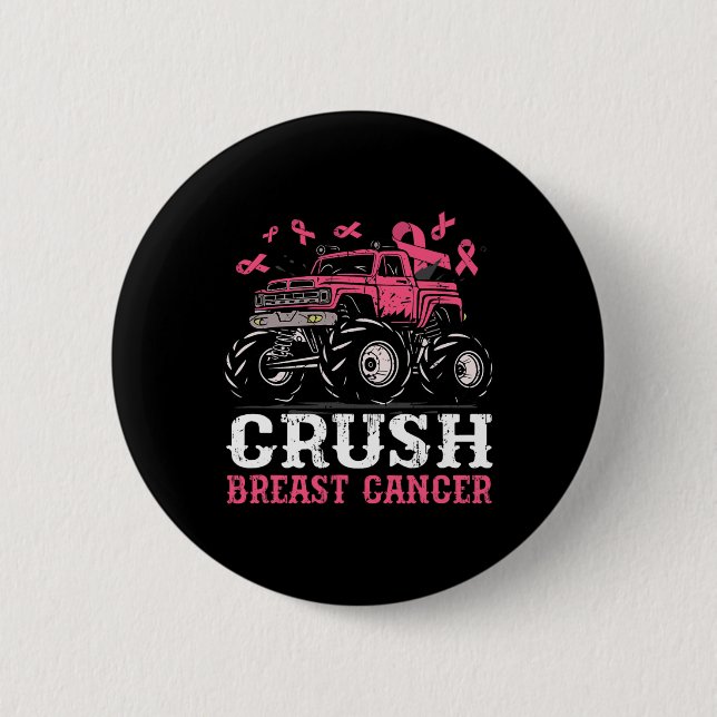 Crush Breast Cancer Awareness Truck Pink Kids Todd Button (Front)
