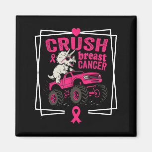 Crush Breast Cancer Dinosaur Driving A Pink Monste Magnet
