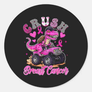 Crush Breast Cancer Dinosaur T Rex Monster Truck B Classic Round Sticker