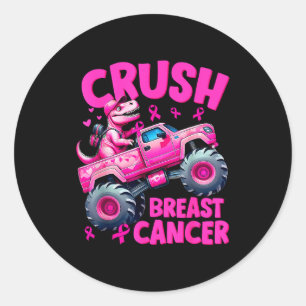Crush Breast Cancer Nk T-rex Dinosaur Monster Truc Classic Round Sticker