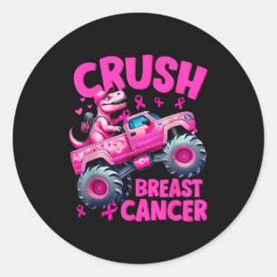 Crush Breast Cancer Nk T-rex Dinosaur Monster Truc Classic Round Sticker
