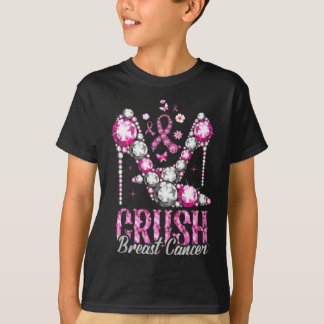 Crush Breast Cancer Pink Bling High Heels Ribbon  T-Shirt