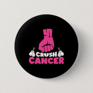 Crush Cancer Boxing Pink Ribbon Breast Cancer Awar Button