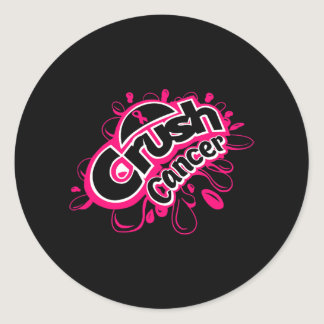 Crush cancer breast cancer awareness  classic round sticker