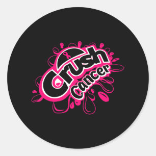 Crush cancer breast cancer awareness classic round sticker