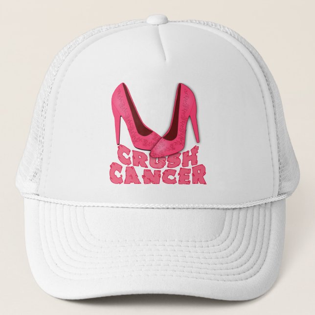 Crush Cancer with Stilettos Trucker Hat (Front)