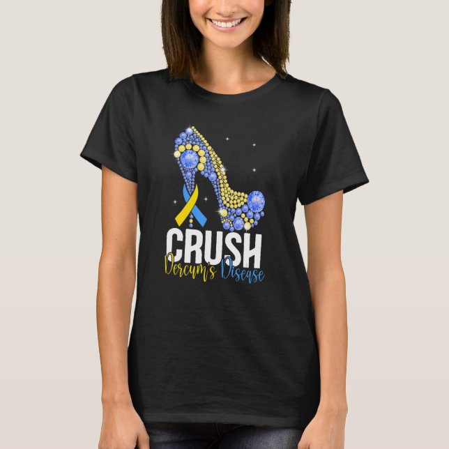 Crush Dercum's Disease Yellow & Blue Ribbon High H T-Shirt (Front)