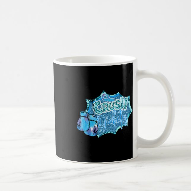 Crush Diabetes Blue Boxing Gloves Diabetes Awarene Coffee Mug (Right)