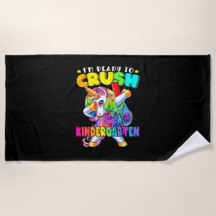 Crush Kindergarten Dabbing Unicorn Back to School  Beach Towel
