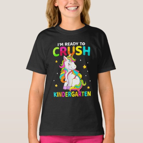 Crush Kindergarten Dabbing Unicorn Back To School T_Shirt
