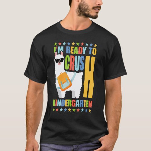 Crush Kindergarten Llama Backpack Back To School G T-Shirt