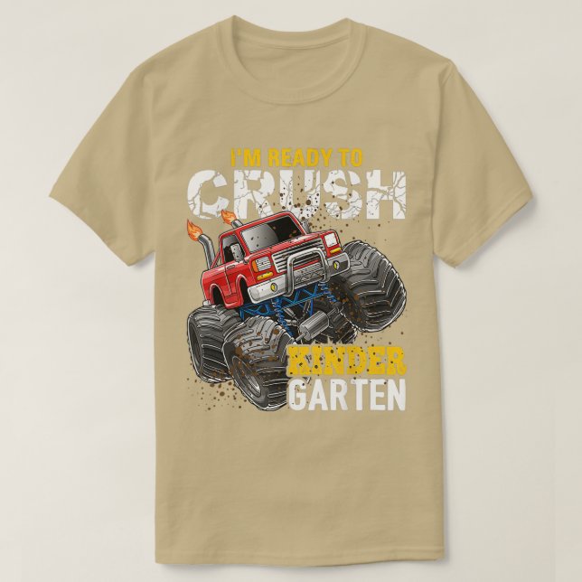 Crush Kindergarten Monster Truck Back to School Bo T-Shirt (Design Front)