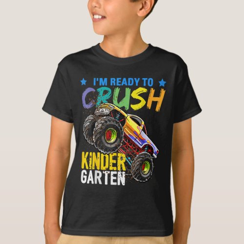 Crush Kindergarten Monster Truck Back to School T_Shirt