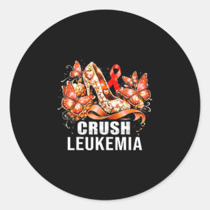 Crush leukemia cancer high heels flower butterfly classic round sticker