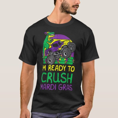 Crush Mardi Gras Dino Monster Truck Toddler Boys K T_Shirt