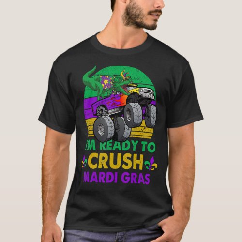 Crush Mardi Gras Dino Truck Toddler Boys Kids T_Shirt