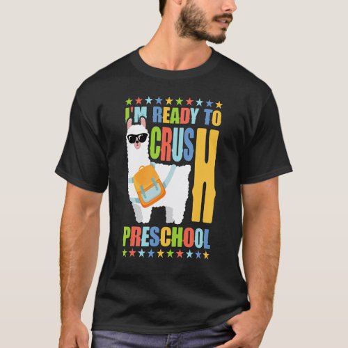 Crush Preschool Llama Backpack Back To School Girl T-Shirt