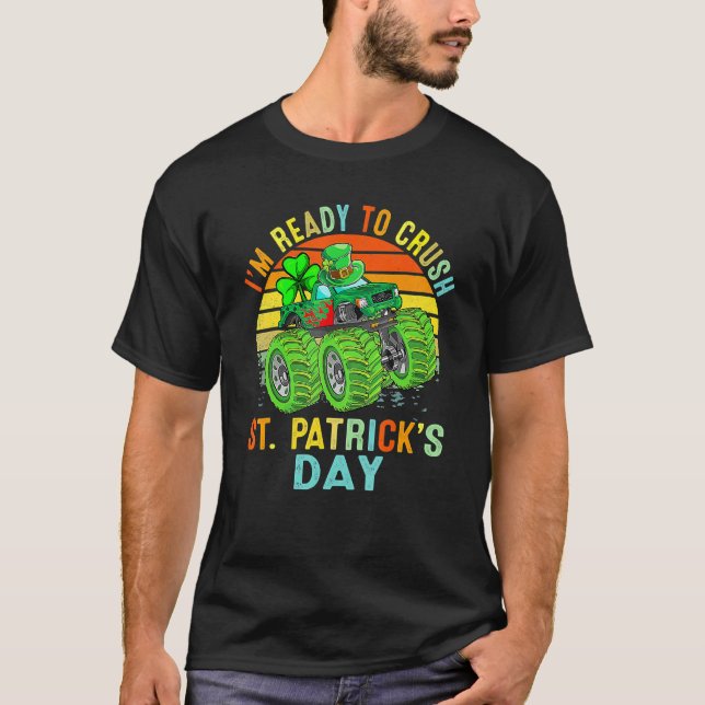 Crush St Patricks Day Monster Truck Paddys Toddler T-Shirt (Front)