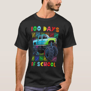 Crushed 100 Days of School Boys Monster Truck 100t T-Shirt