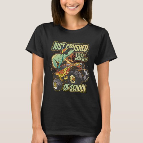 Crushed 100 Days Of School Monster Truck Boys 1  T_Shirt