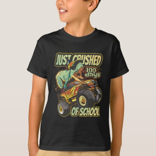 Crushed 100 Days Of School Monster Truck Boys 1  T_Shirt