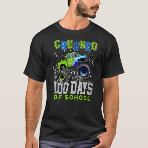 Crushed 100 Days of School Monster Truck Boys   T_Shirt