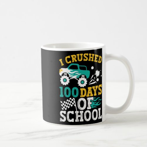 Crushed 100 Days Of School Monster Truck Kids Boys Coffee Mug