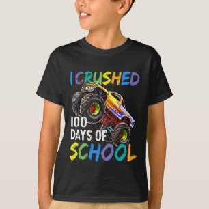 Crushed 100 Days Of School Monster Truck Kids Boys T-Shirt