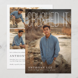 Crushed It PhotoPop Graduation Party Invitation