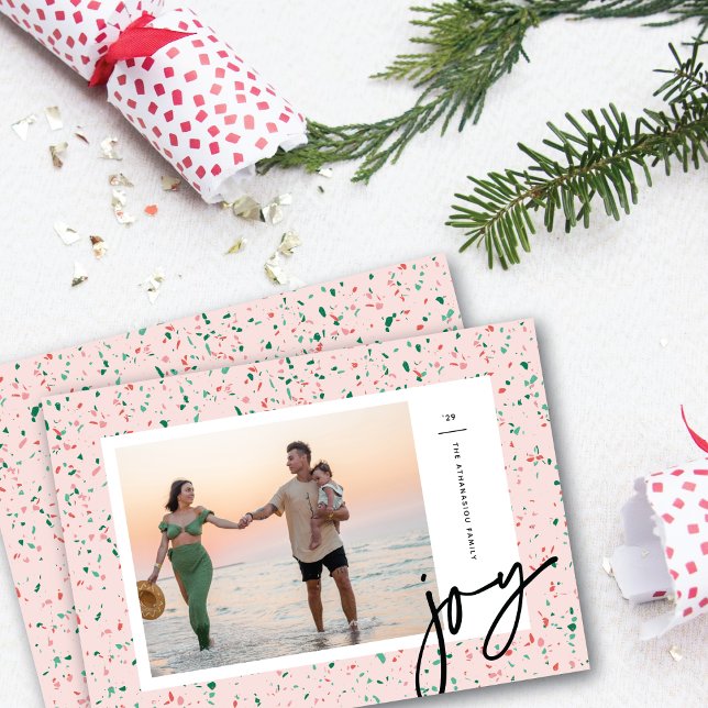Crushed Peppermint Terrazzo Christmas Photo Card (Creator Uploaded)