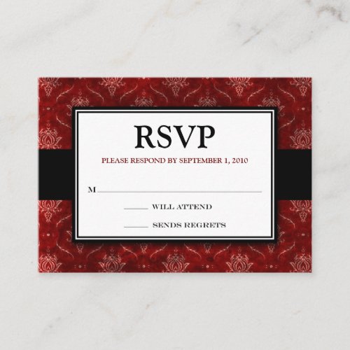 Crushed Red Velvet 3.5x2.5"RSVP Response Card Business Card Templates