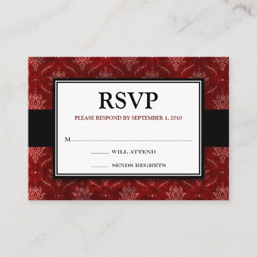 Customizable Crushed Red Velvet 3.5x2.5"RSVP Response Card Business Card Templates