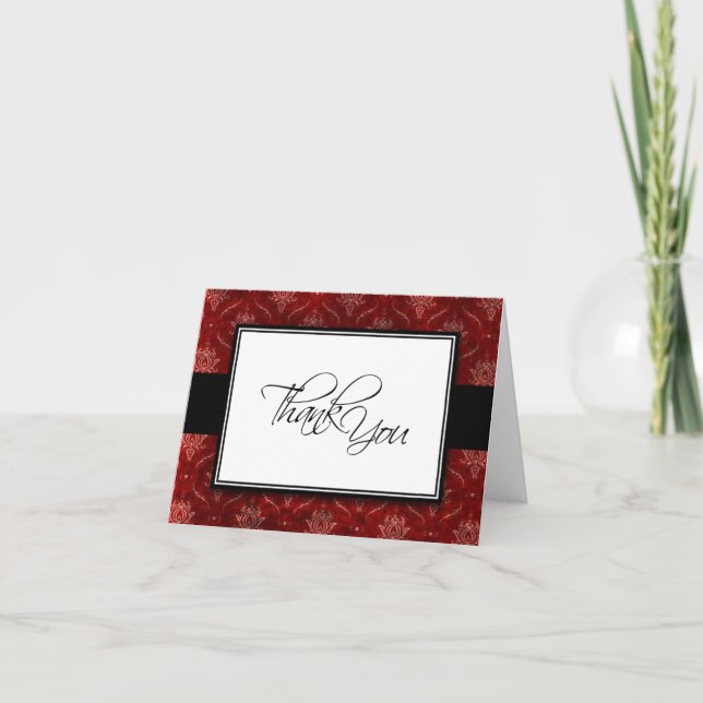 Crushed Red Velvet Elegant Wedding Thank You Card (Front)
