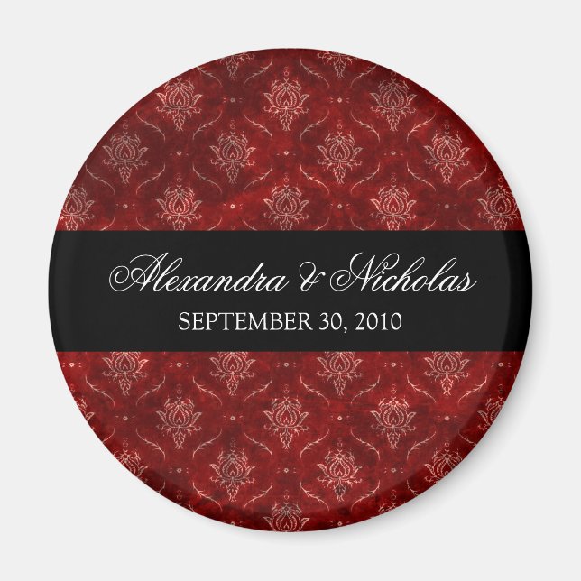 Crushed Red Velvet Wedding Favor Magnet (round) (Front)