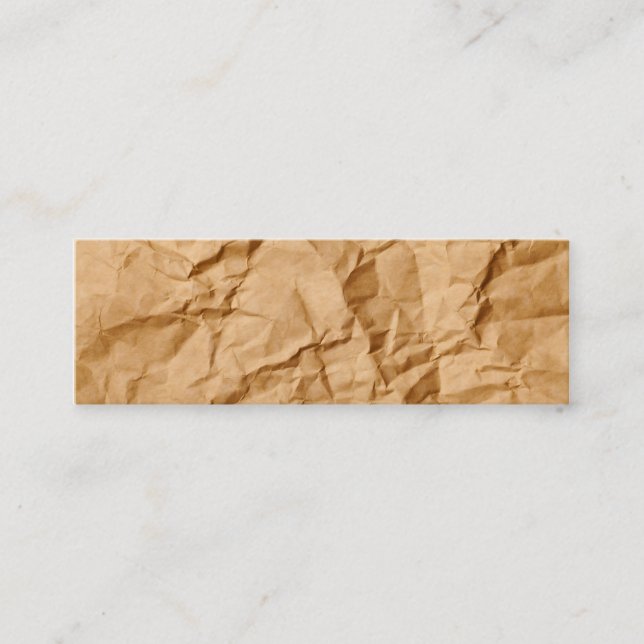 Crushed Wrinkled Brown Paper Grunge Background Mini Business Card (Front)
