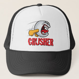 Crusher Cartoon Golf Ball For A Long Ball Hitter Trucker Hat
