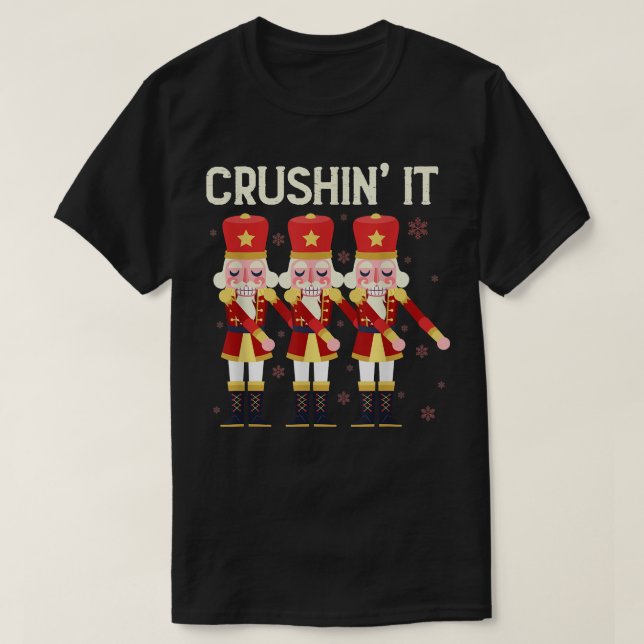 Crushin It Flossing Nutcracker Christmas Dance  T-Shirt (Design Front)