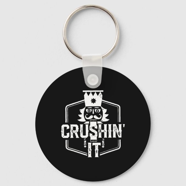 Crushin' It Nutcracker Nuts Xmas Merry Christmas P Keychain (Front)