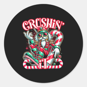 Crushin' It Nutcracker Xmas Funny Christmas Men Wo Classic Round Sticker