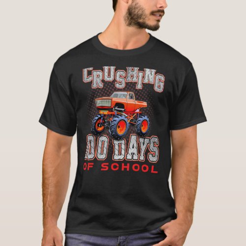 Crushing 100 Days of School Monster Truck Boys T_Shirt