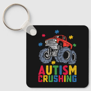 Crushing Autism Monster Truck Awareness Boy Girl Keychain