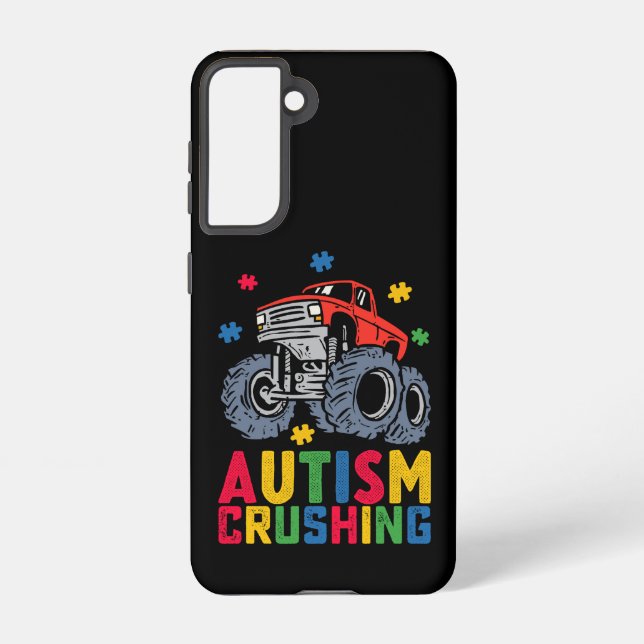 Crushing Autism Monster Truck Awareness Boy Girl Samsung Galaxy Case (Back)