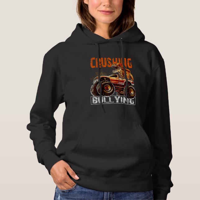 Crushing Bullying Dinosaur Trex Truck Orange Unity Hoodie (Front)