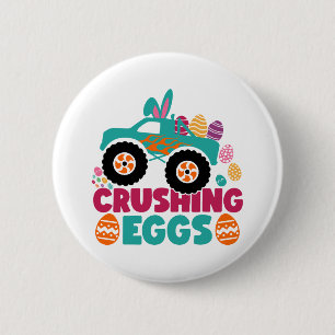 Crushing Eggs Funny Quote Happy Easter Sunday Egg Button