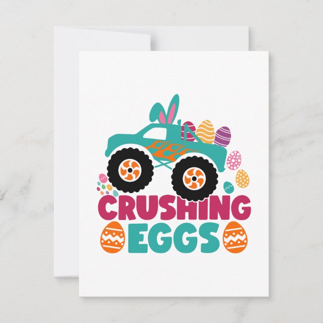 Crushing Eggs Funny Quote Happy Easter Sunday Egg  Holiday Card (Front)