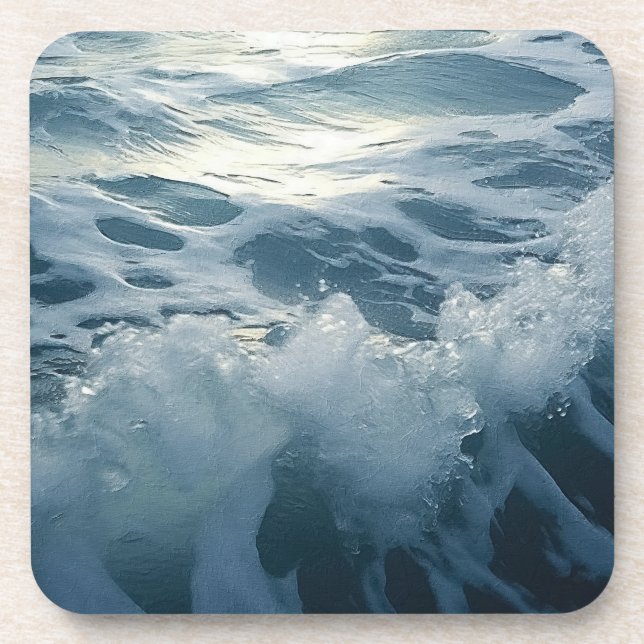 Crushing Foam Waves  Beverage Coaster (Front)