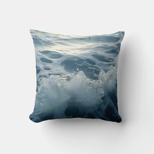 Crushing Foam Waves  Throw Pillow (Front)